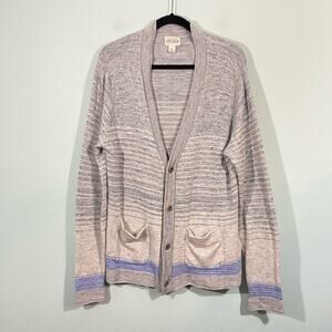 Lucky Brand Women's Space Knit Stripes Boho Button Up Cardigan Size XL